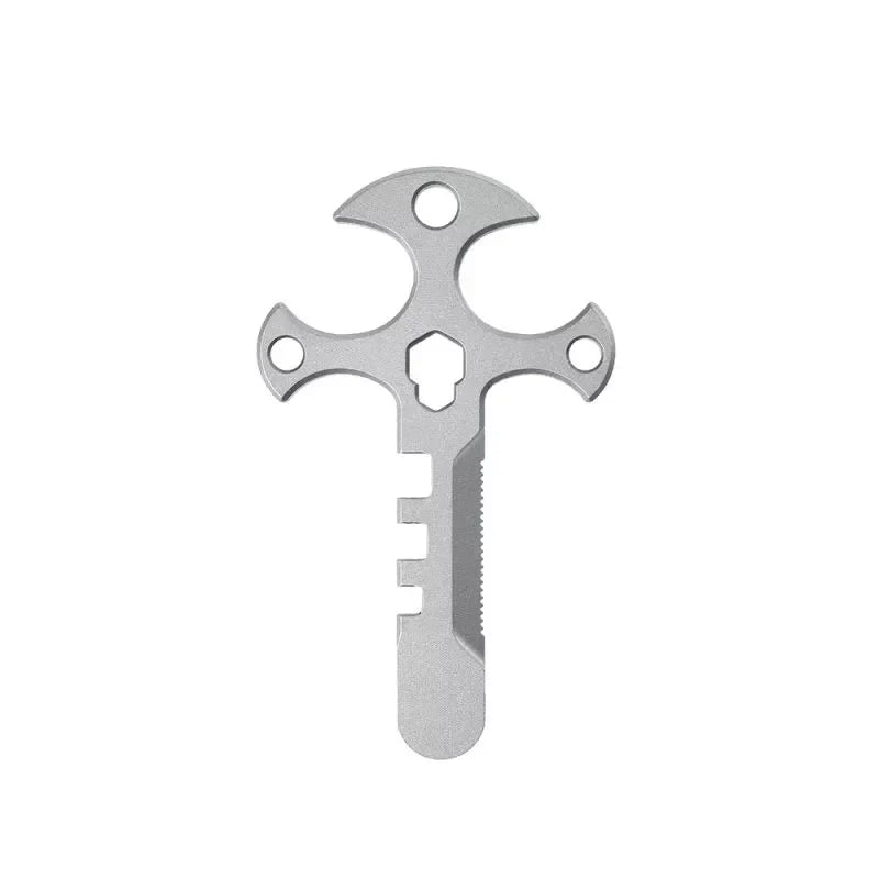Lisslune | Titanium Cross Multi-Tool Keychain - Portable Pry Bar, Bottle Opener & Serrated Necklace