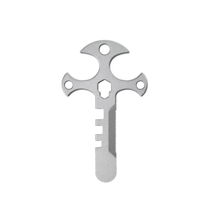 Lisslune | Titanium Cross Multi-Tool Keychain - Portable Pry Bar, Bottle Opener & Serrated Necklace