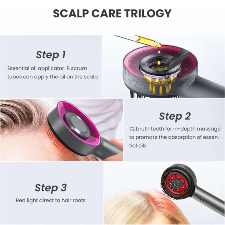 Lisslune | Scalp Massaging Brush with Red Light Therapy | Promotes Hair Growth & Relieves Scalp Tension for Healthier Hair