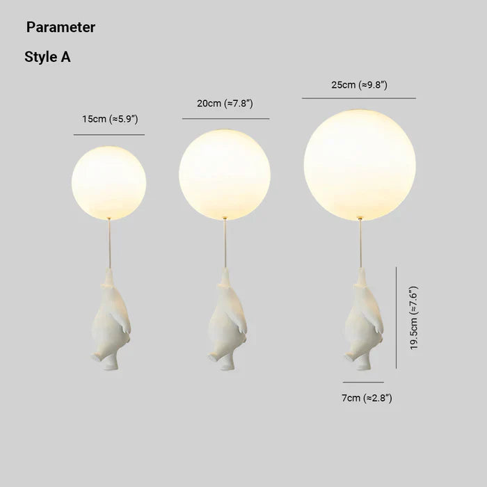 Lisslune | CloudBear Kids Ceiling Light – Bear & Balloon LED Pendant Lamp for Nursery and Bedroom Decor