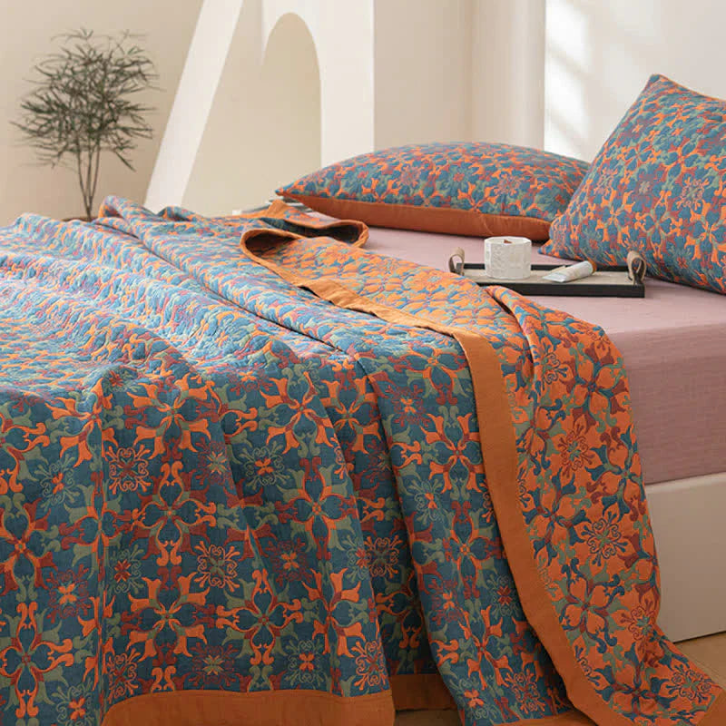 Lisslune | & Blue Pattern Six-layer Cotton Quilt - TerraLoom