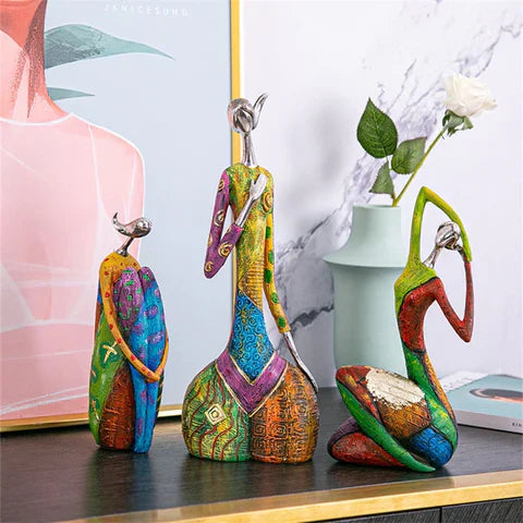 Lisslune | Modern Abstract Woman Sculptures – Handcrafted Colourful Resin Art for Home Decor