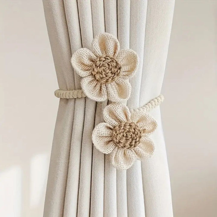 Lisslune | Floral Hemp Curtain Tie Back | 2Pcs Set