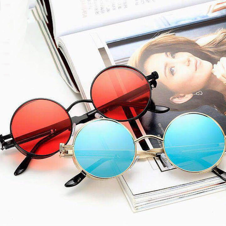 Lisslune | Sunglasses Steampunk Round Lens Metal Frame Unisex Glasses