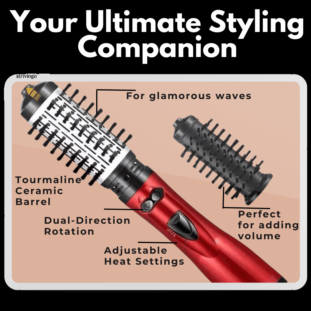 Lisslune | 3-in-1 Rotating Hair Dryer and Styler with Adjustable Temperature for Effortless Curls and Waves