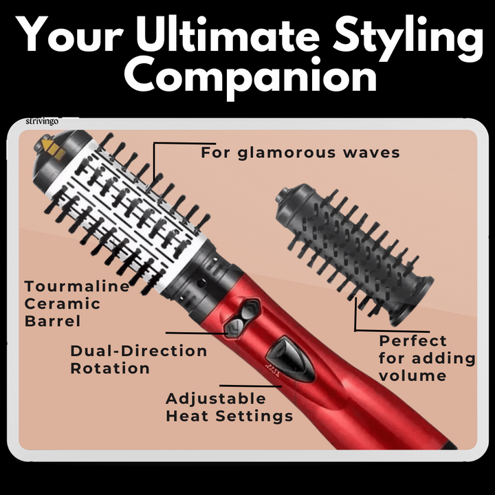 Lisslune | 3-in-1 Rotating Hair Dryer and Styler with Adjustable Temperature for Effortless Curls and Waves