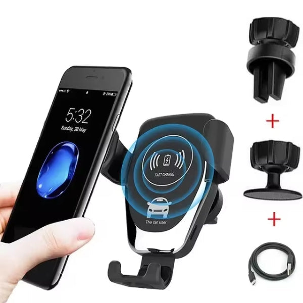 Lisslune | Wireless Car Charger & Phone Mount - Fast Charging Holder for iPhone 14 & All Smartphones