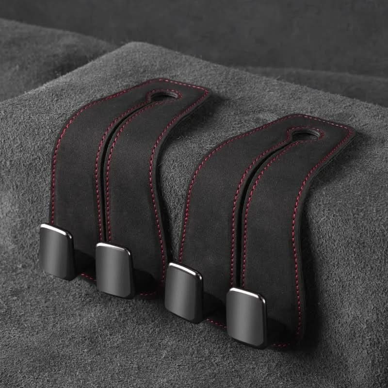 Lisslune | Car Seat Back Double Hook with Phone Holder – PU Leather Organizer