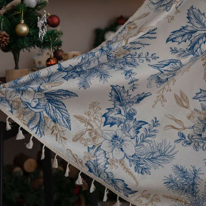 Lisslune | Farmhouse Botanical Blue Floral Curtain