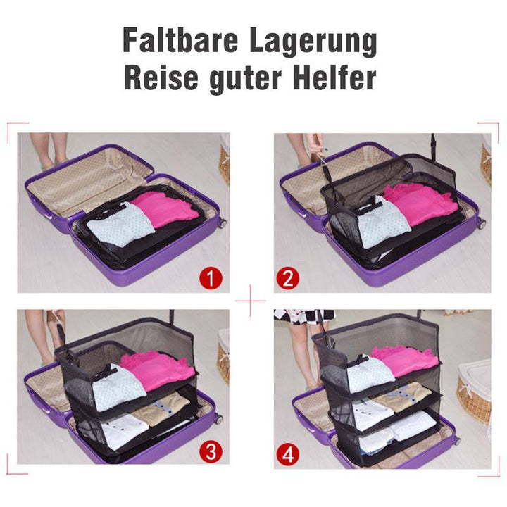 Lisslune | 3-Layers Foldable Shelf Bag Multifunctional Thick Hook Travel Wardrobe Bag Storage Shelves
