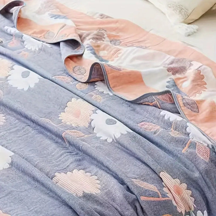 Lisslune | Zyphara Reversible Cotton Floral Blanket