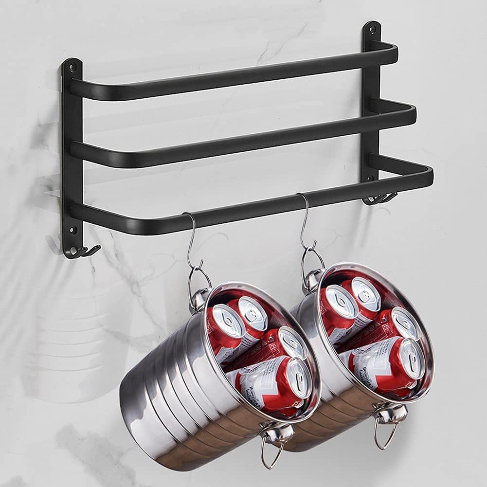 Lisslune | FlexRack Wall-Mounted Bathroom Storage Shelf with Towel Holder – Space-Saving Aluminium Rack