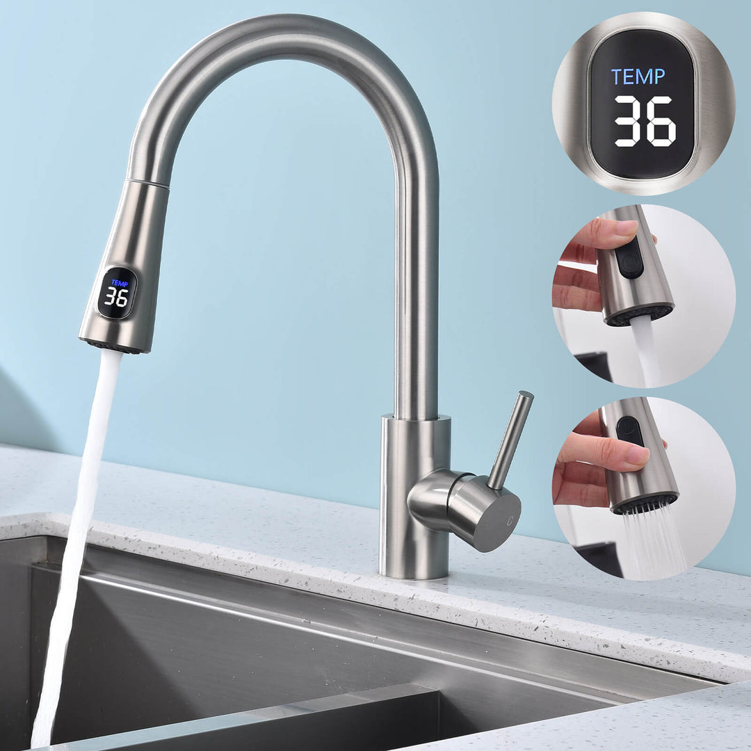 Lisslune | Kitchen faucet with 2 spray types, 360° swivel kitchen tap