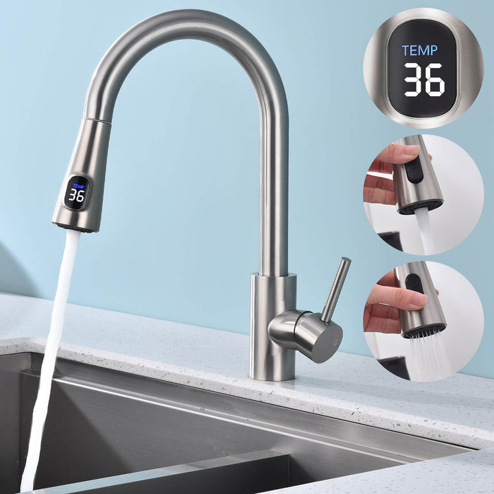 Lisslune | Kitchen faucet with 2 spray types, 360° swivel kitchen tap