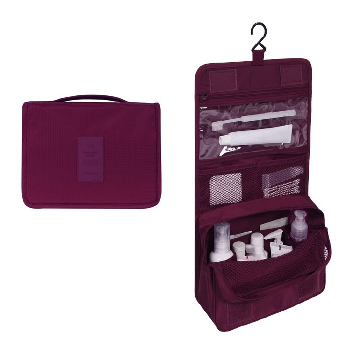 Lisslune | TravelEase – Water-repellent Cosmetic Bag with Hook and Compartments | Travel Toiletry Bag