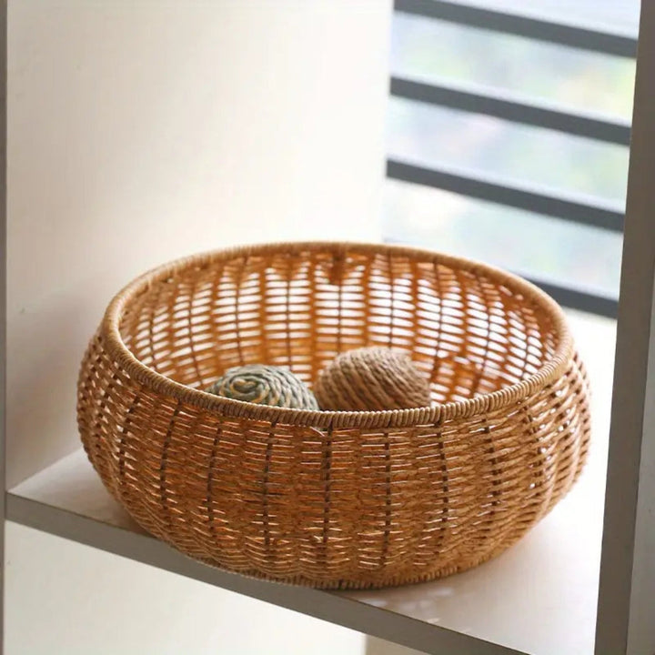 Lisslune | Dome-Shaped Knitted Rattan Basket with Lid