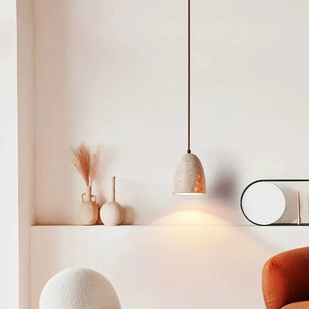 Lisslune | TerraLume – Pendant lamp with natural stone structure and warm glow