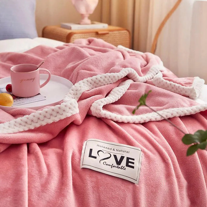 Lisslune | Flannel Fleece Snuggle Blanket in Pink