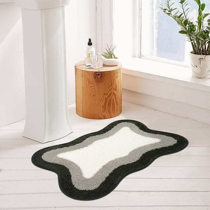 Lisslune | Black Gradient Bath Mats, Carpet for Bathrooms, Cute Non-Slip Irregular Carpet for Shower Room