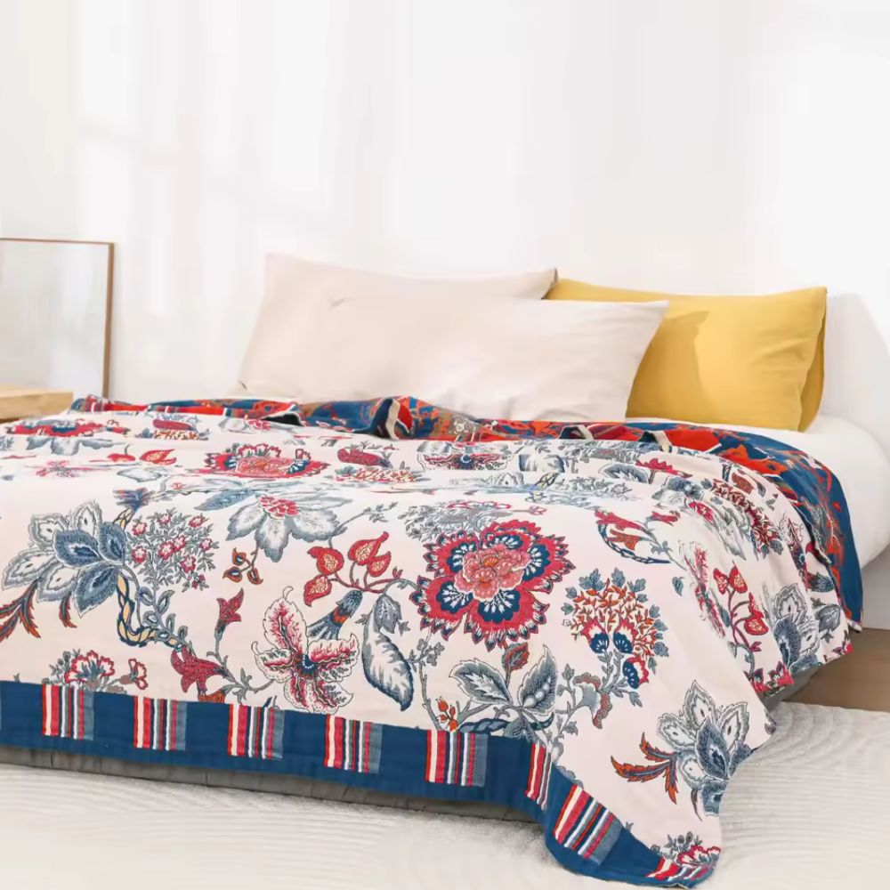 Lisslune | Retro Botanica Bliss Cotton Blanket