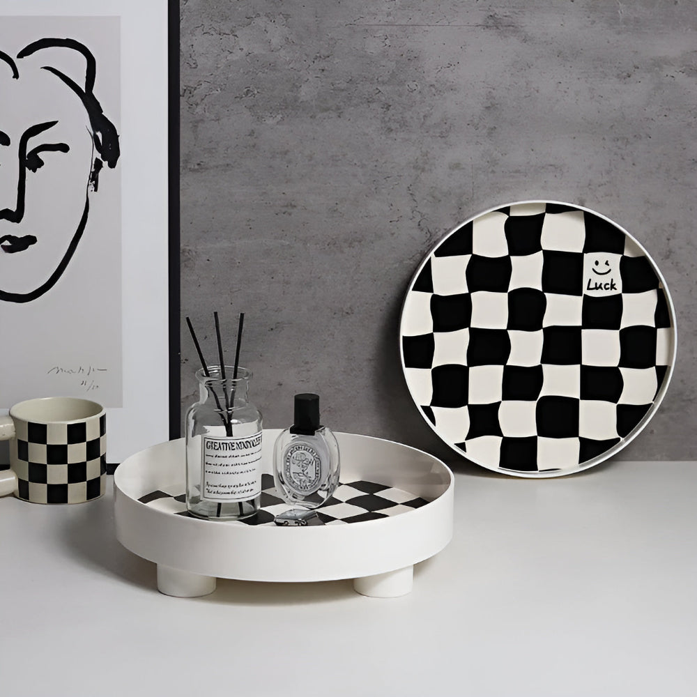 Lisslune | Round Checkerboard Storage Tray
