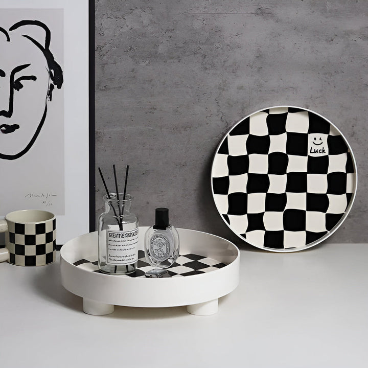 Lisslune | Round Checkerboard Storage Tray
