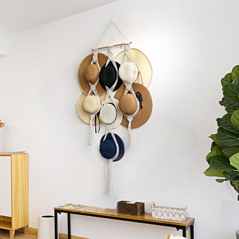 Lisslune | Handmade Linen Decorative Boho Hat Rack For Wall Hanging