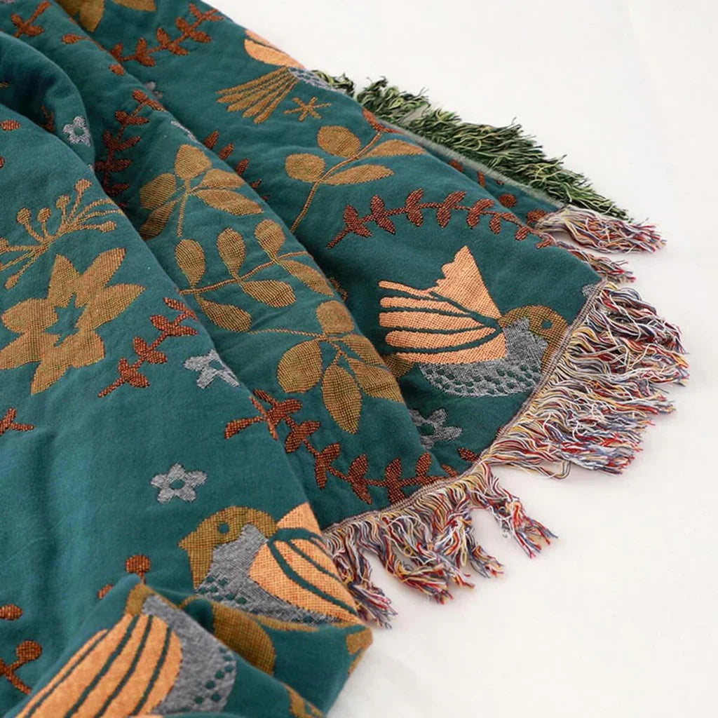 Lisslune | Reversible Scandinavian Blanket with Bird Design