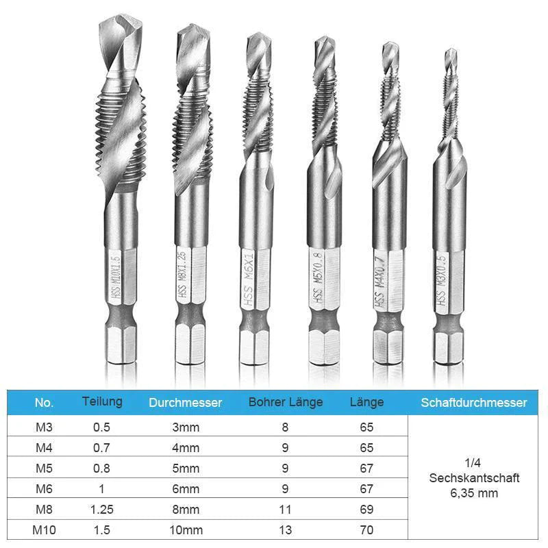 Lisslune | 6 piece combination tap bit set hexagon shank