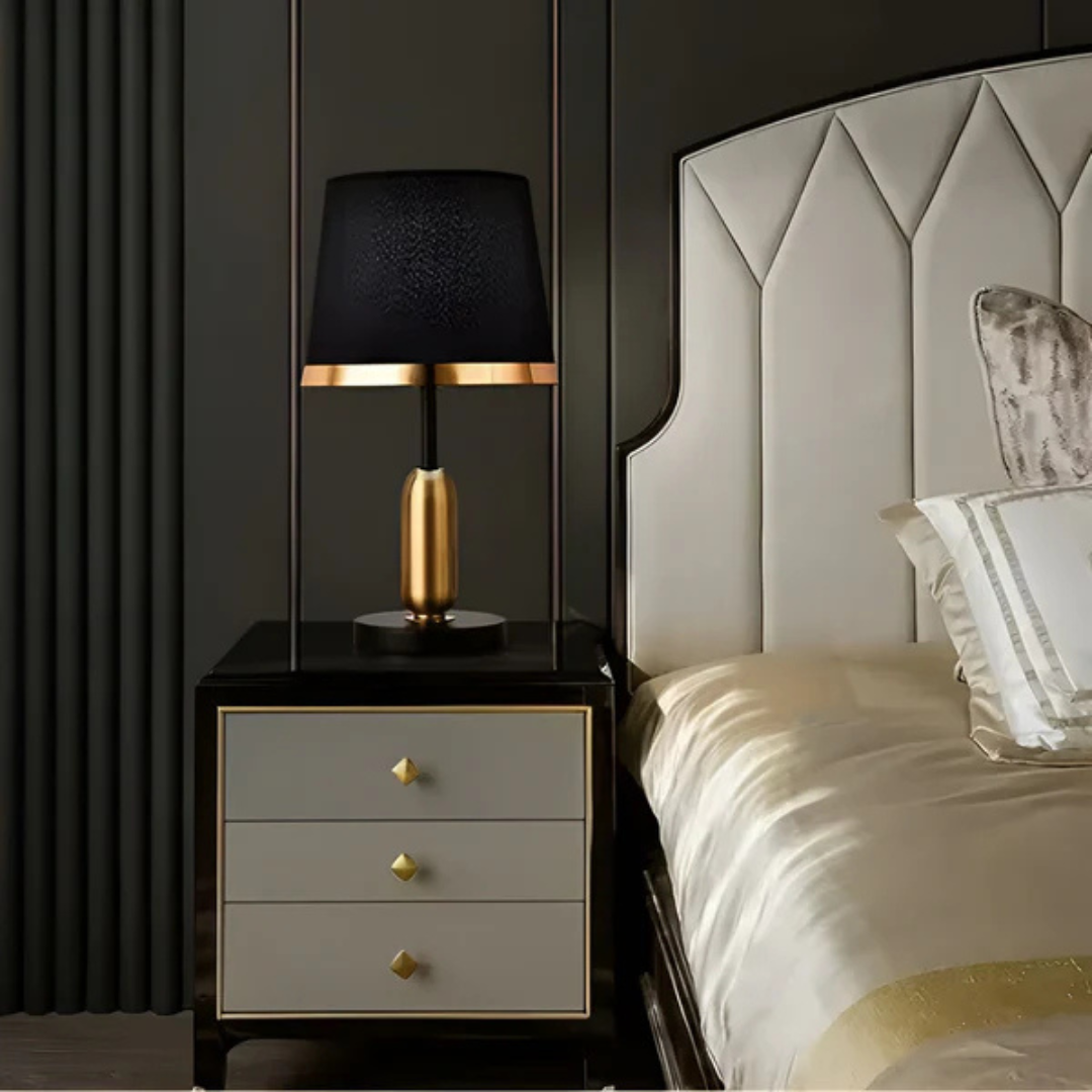 Lisslune | Lumivara Modern Black Fabric Table Lamp – Elegant Home Lighting