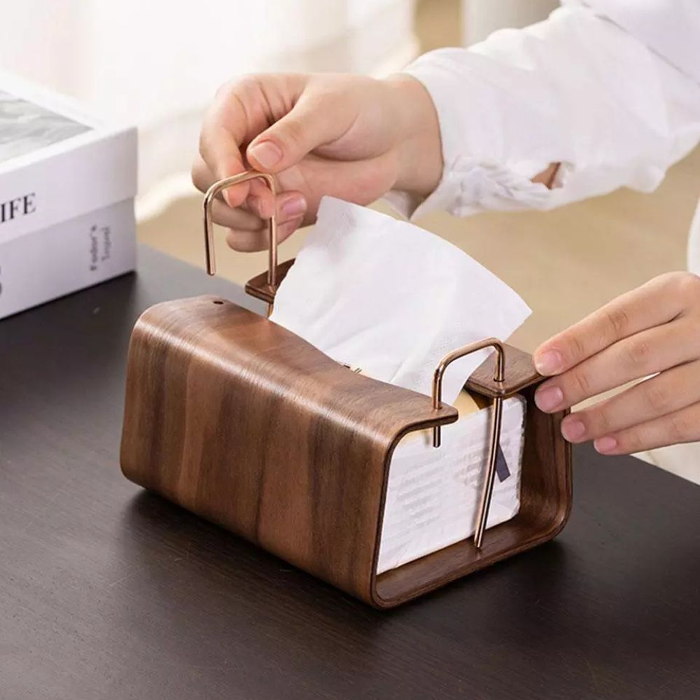 Lisslune | Wooden Brass Tissue Holder