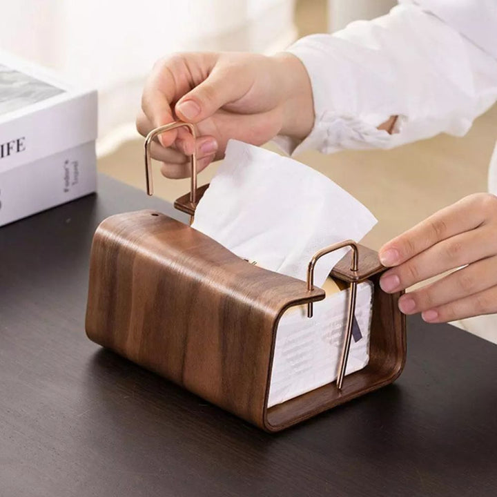 Lisslune | Wooden Brass Tissue Holder