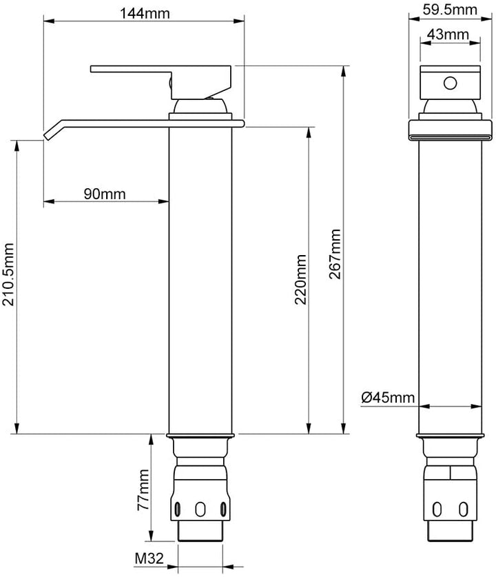 Lisslune | Waterfall taps bathroom Chrome Bath fittings High single-lever mixer Waterfall mixer tap sink