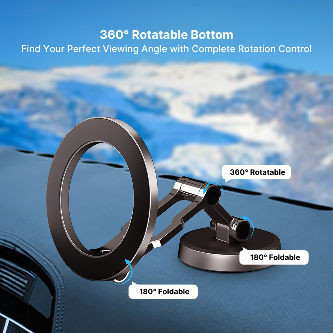 Lisslune | Top Rated Magnetic Car Phone Holder with Adjustable Stand - Best Auto Phone Mount for iPhone