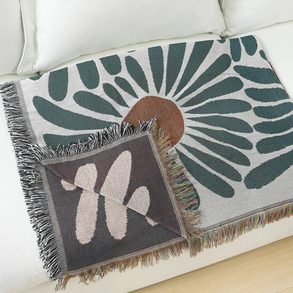 Lisslune | Floral Daisy Woven Throw Blanket