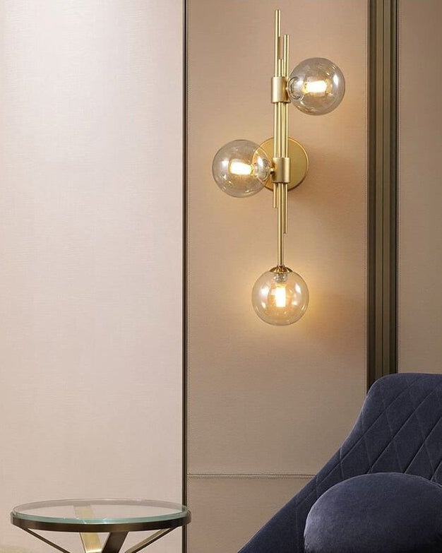 Lisslune | 3 Head Glass Ball Wall Lamp - Amber