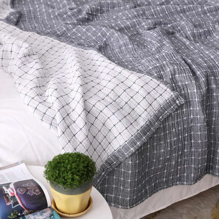 Lisslune | Simple Casual Cotton Blanket in Checkered Design – Soft and Comfortable for Your Home
