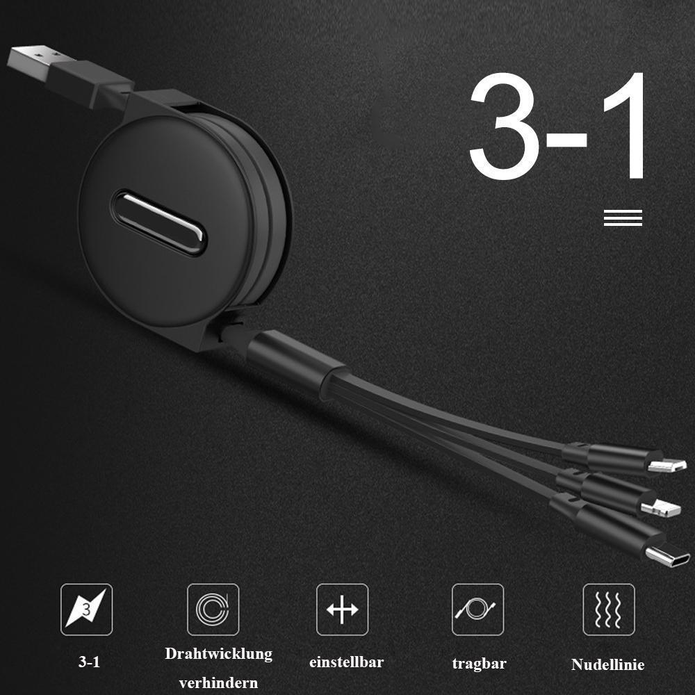 Lisslune | Bequee 3-1 Retractable Charging Cable for IOS, Micro and Type-c