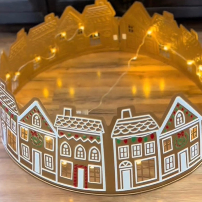 Lisslune | LED Gingerbread House Christmas Tree Collar Tree Skirt