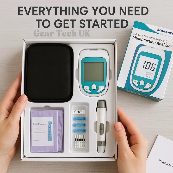 Lisslune | Multifunctional Analyzer Home Cholesterol Test Kit with Lancets Uric Acid Meter Glucose Meter