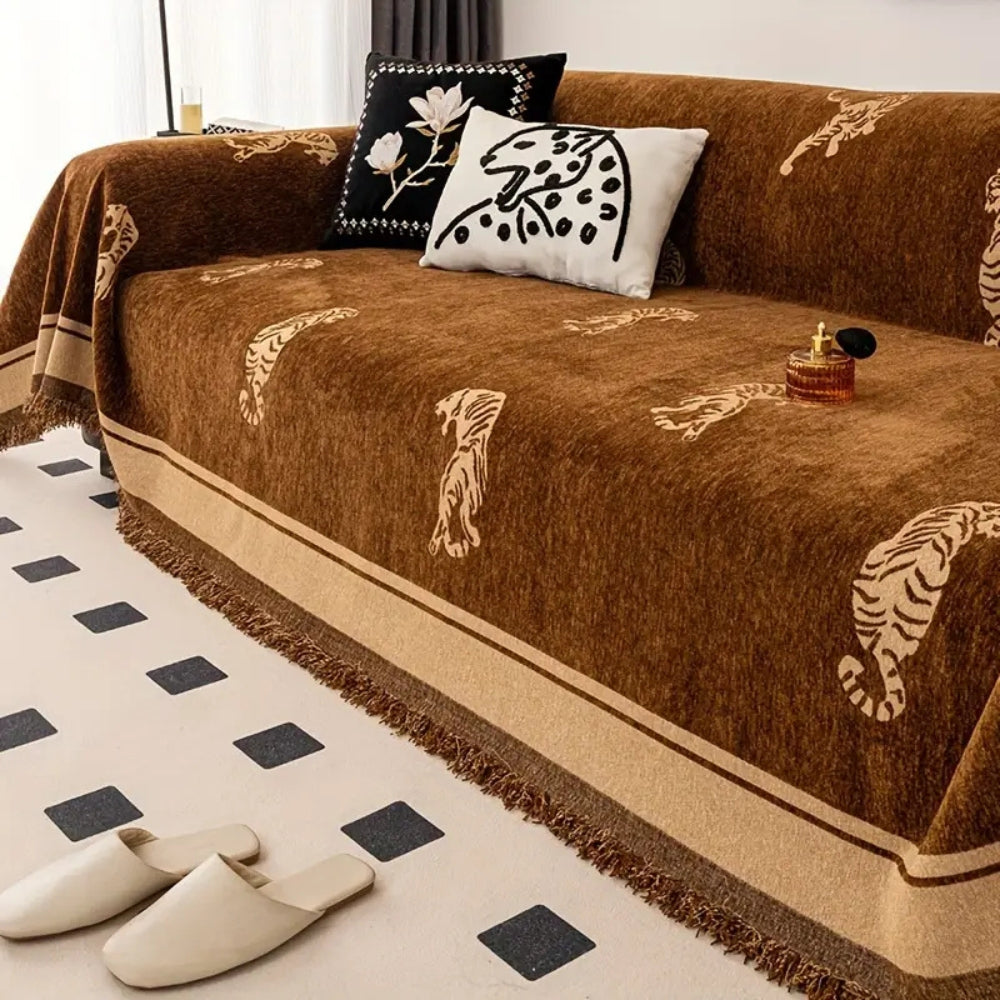 Lisslune | Safari Tiger Chenille Sofa Cover