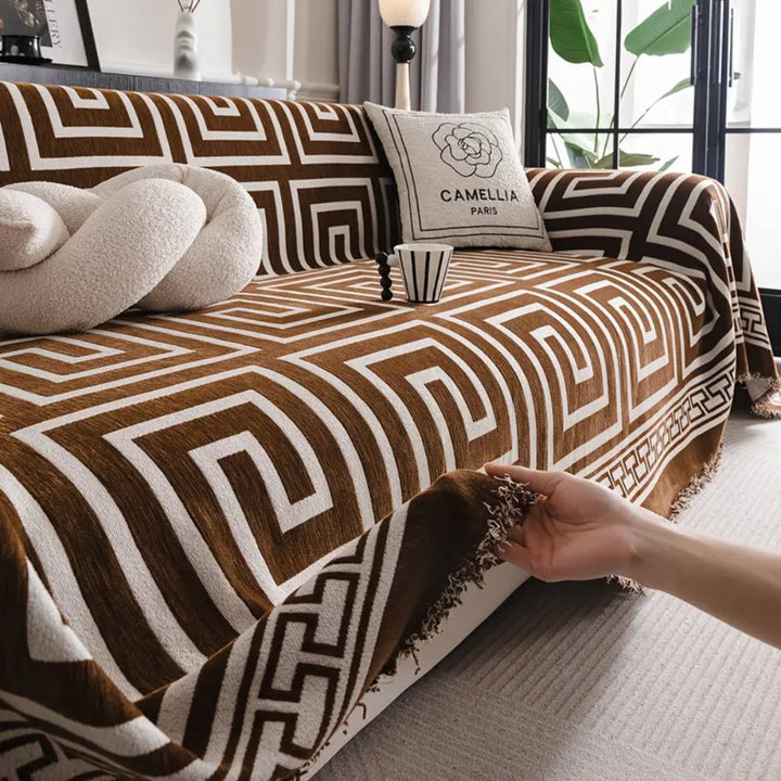 Lisslune | Meander Tassels Chenille Sofa Cover
