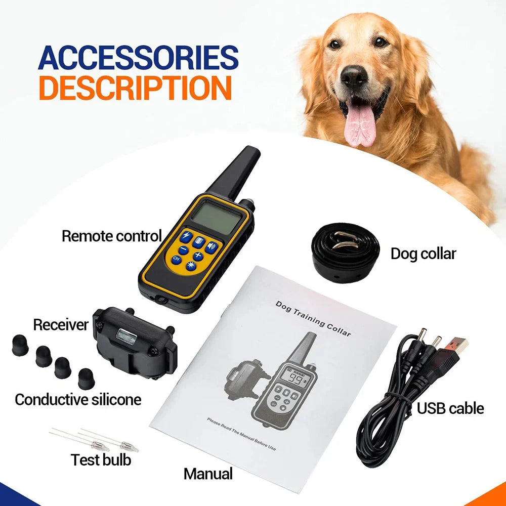 Lisslune | 800M Rechargeable Electric Dog Training Collar | Waterproof, Remote Control & Ideal for Effective Dog Training