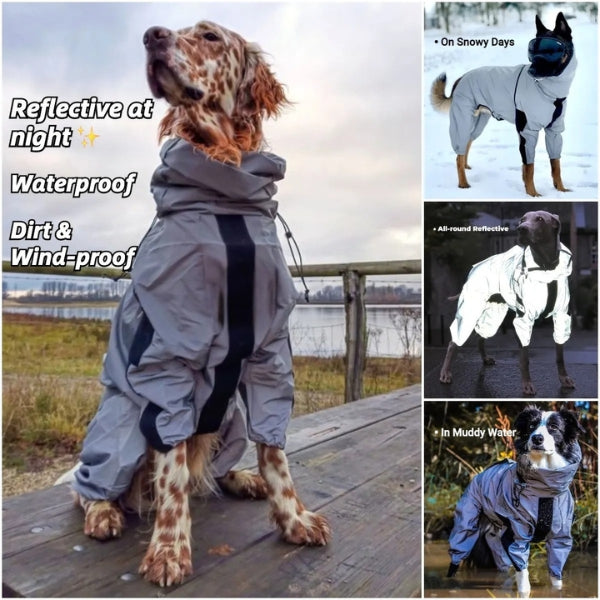 Lisslune | Waterproof Dog Coat with Legs – Reflective Dog Rain Jacket for Small & Large Breeds | Best Rain Coat for Dogs UK