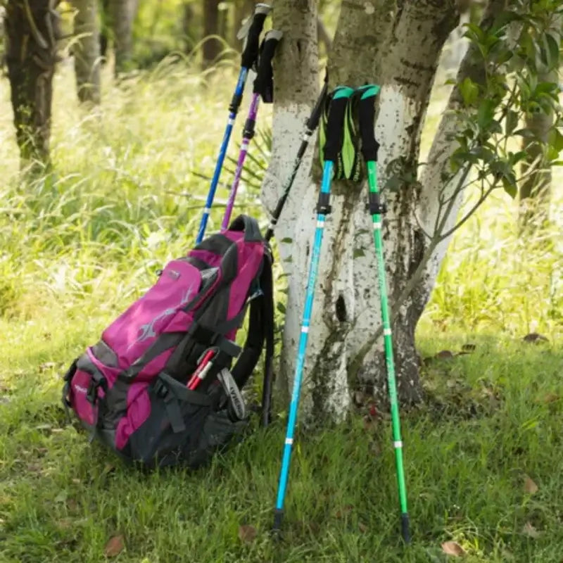 Lisslune | Adjustable Foldable Trekking Pole for Hiking, Backpacking & Outdoor Adventures - Lightweight Aluminum Design