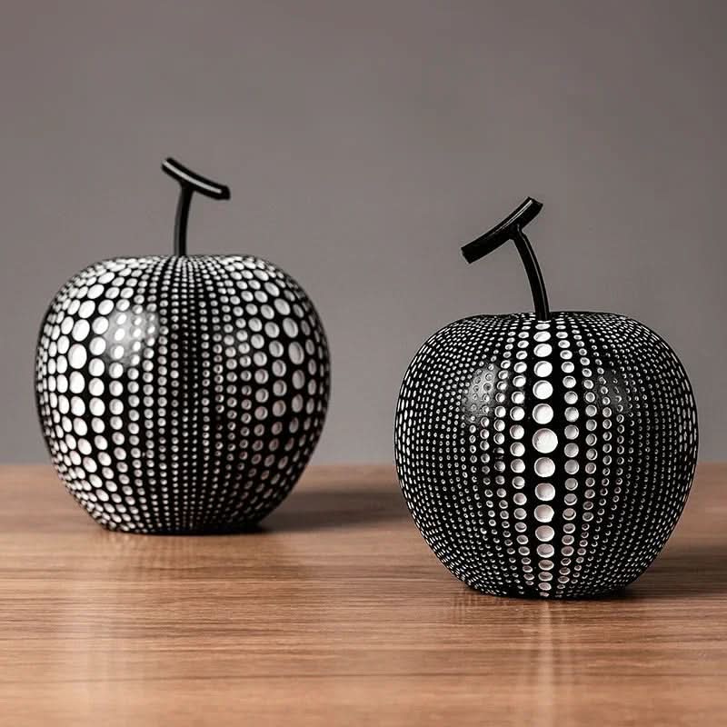 Lisslune | MonoApple Decorative Figurine – Black & White Polka Dot Apple