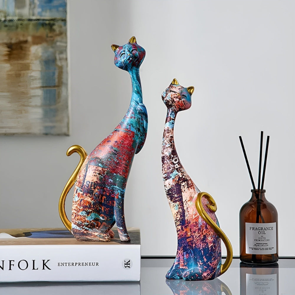 Lisslune | FelineForm – Minimalistic Cat Sculpture Duo for Modern Decorative Accents