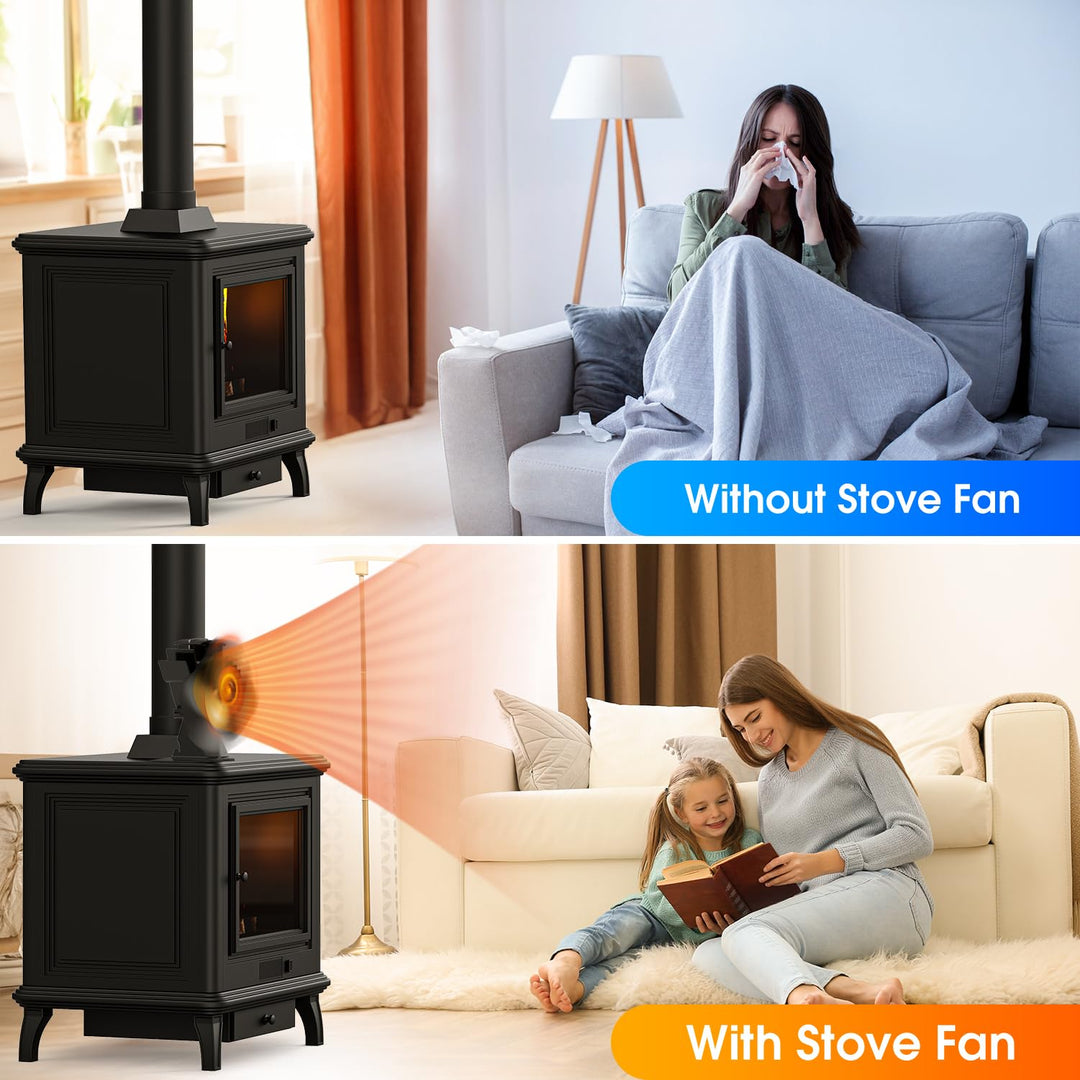 Lisslune | 4-Blade Stove and Fireplace Fan for Wood/Fireplace