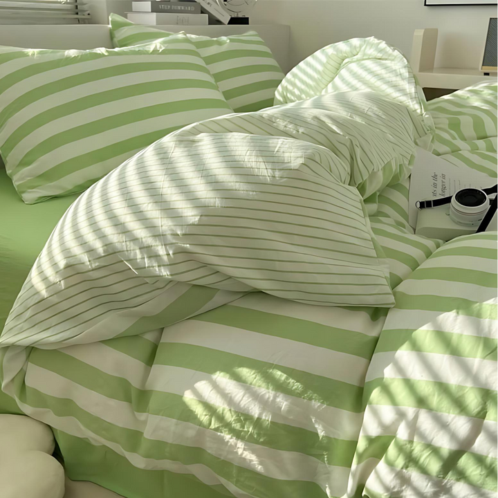 Lisslune | Elenorra Classic Striped Bedding Set 4pcs Duvet Cover Sheet