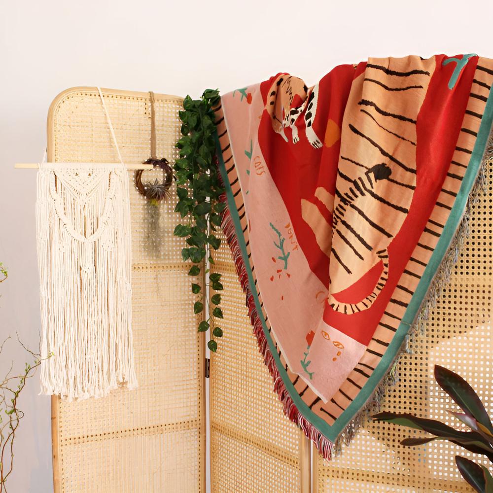 Lisslune | Leopard Woven Tassel Blanket